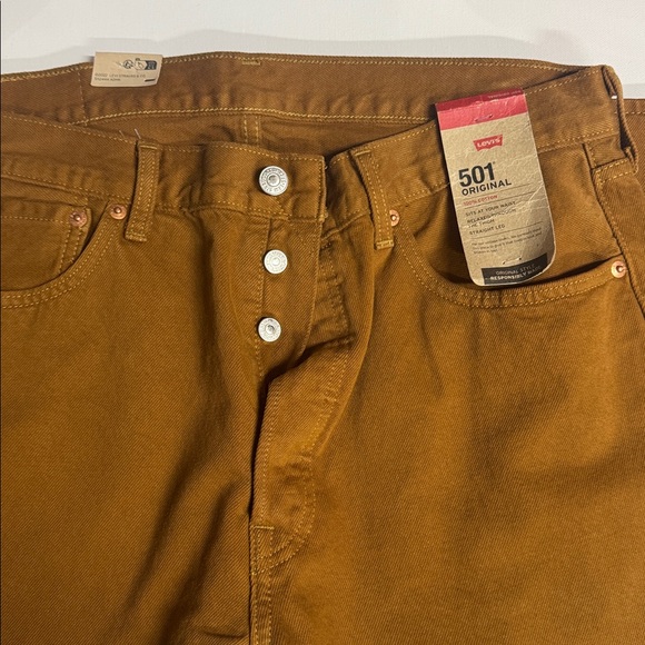 Levis 501 Jeans Mens 33 32 Brown Button Fly - Picture 6 of 6